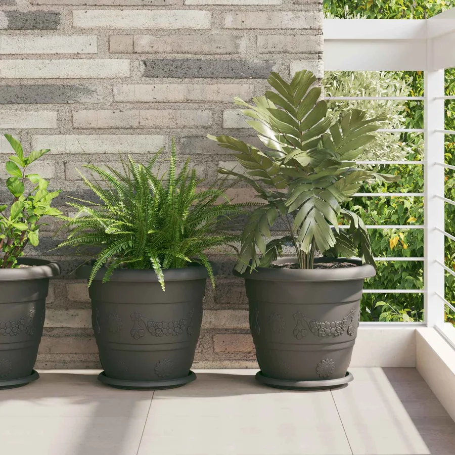 Pots de plantes 24 pcs Noir Ø 34 x 28 cm Plastique