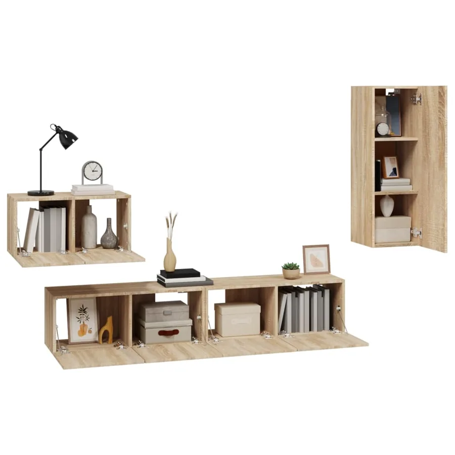 Ensemble de meubles TV 4 pcs Chêne sonoma Bois d'ingénierie - 4