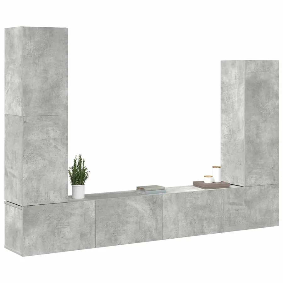 Ensemble de meubles TV 4 pcs Gris béton Bois d'ingénierie - 3