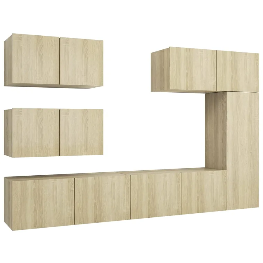Ensemble de meuble TV 6 pcs Chêne sonoma Bois d'ingénierie - 2