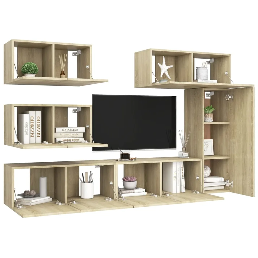 Ensemble de meuble TV 6 pcs Chêne sonoma Bois d'ingénierie - 3