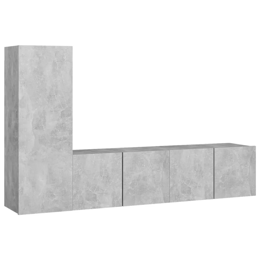 Ensemble de meubles TV 3 pcs Gris béton Bois d'ingénierie - 2