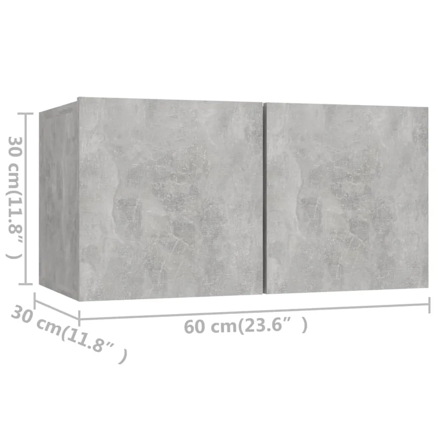 Ensemble de meubles TV 3 pcs Gris béton Bois d'ingénierie - 6