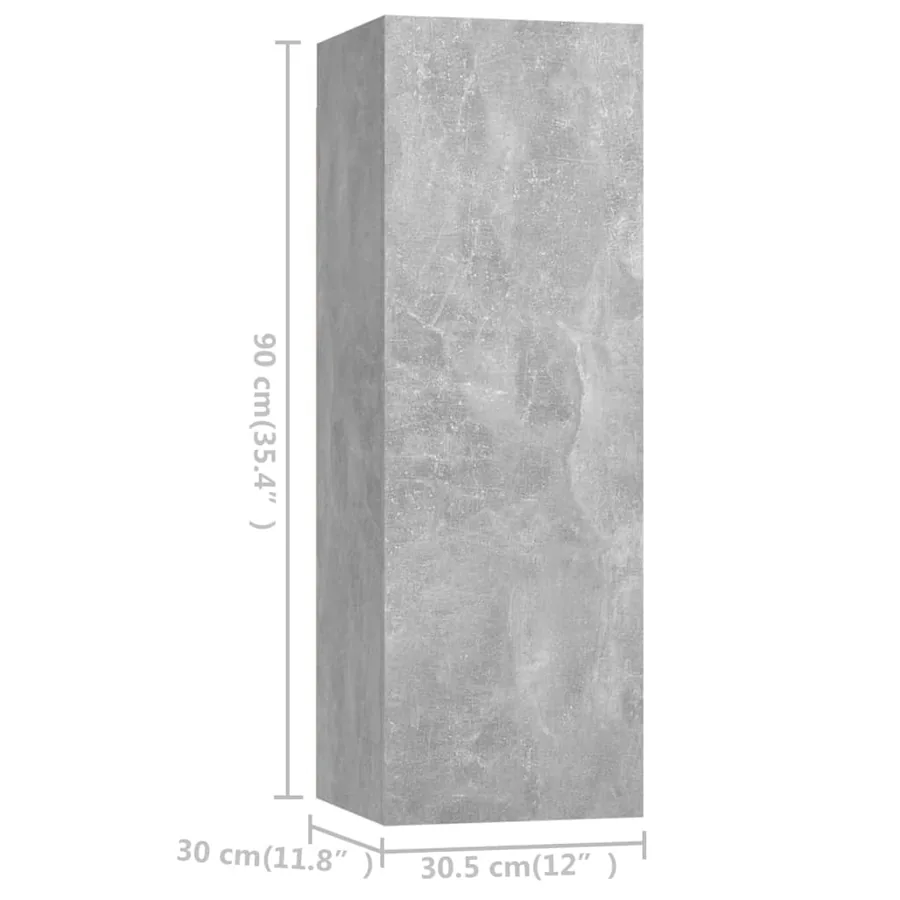 Ensemble de meubles TV 3 pcs Gris béton Bois d'ingénierie - 7
