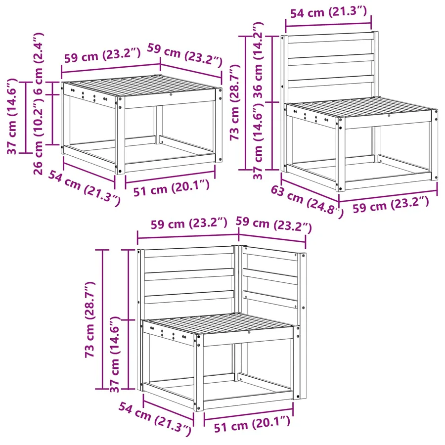 Ensemble de canapés d'extérieur 6 pcs Naturel - 9