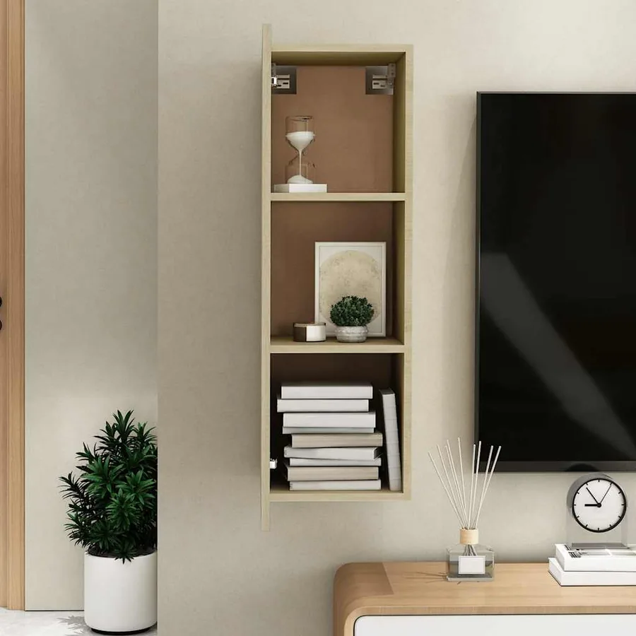 Meuble TV Chêne sonoma 30,5x30x90 cm Bois d’ingénierie - 9