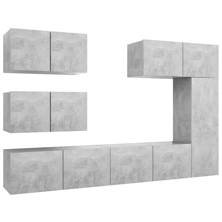 Ensemble de meubles TV 6 pcs Gris béton Bois d'ingénierie - 2