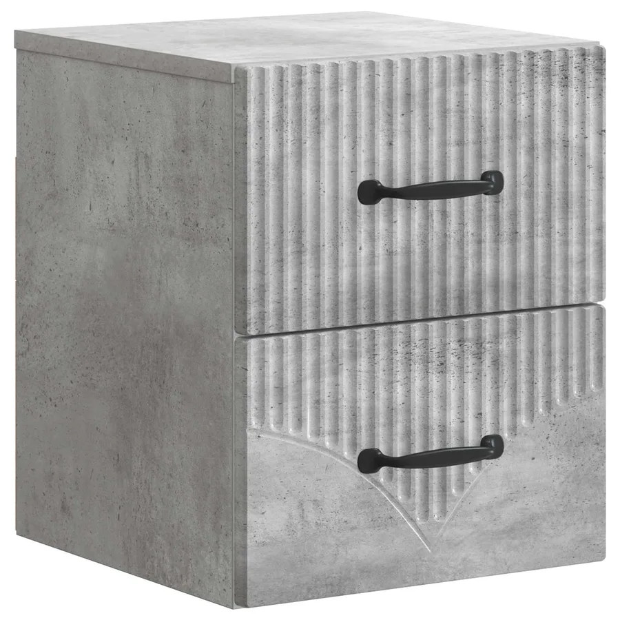 Cabinet de chevet mural Gris béton 34,5 x 33 x 40 cm - 2