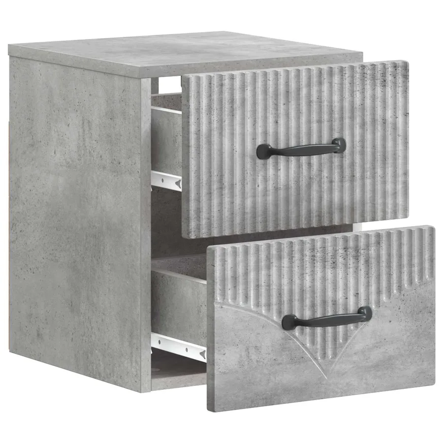 Cabinet de chevet mural Gris béton 34,5 x 33 x 40 cm - 4