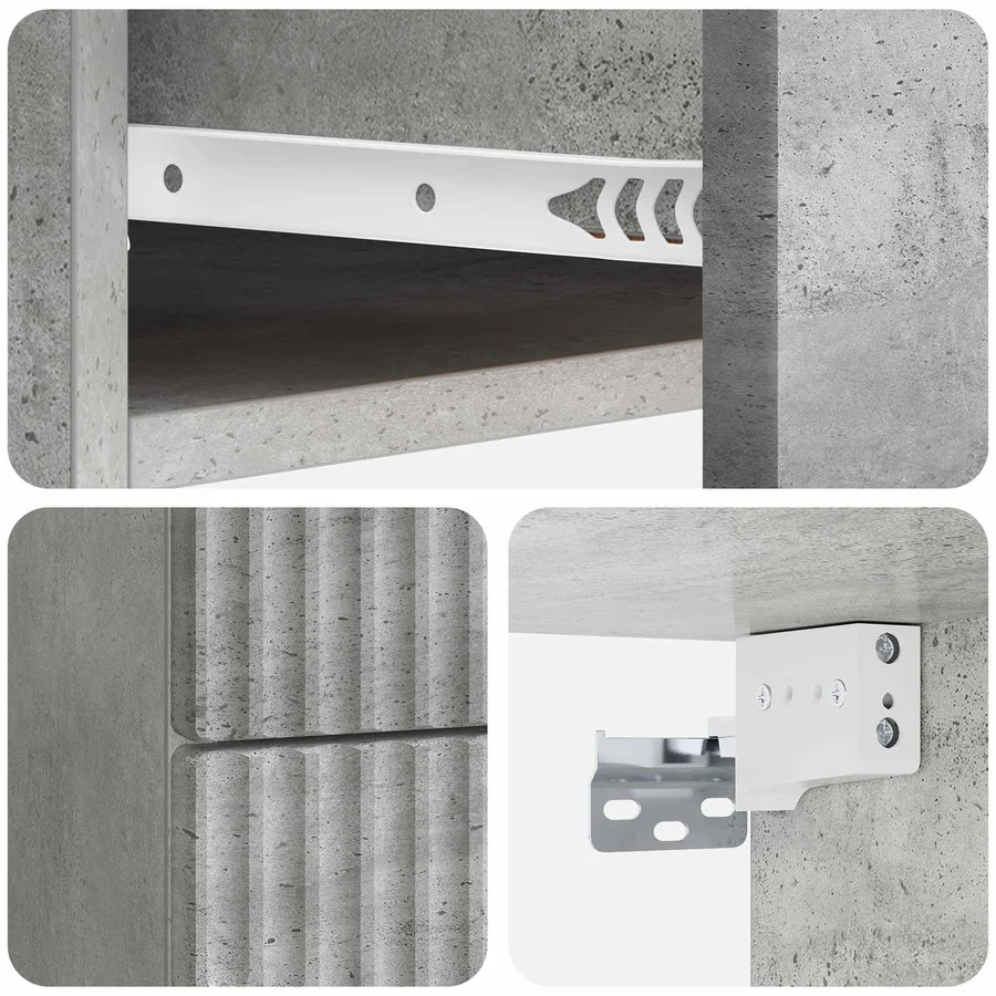 Cabinet de chevet mural Gris béton 34,5 x 33 x 40 cm - 8