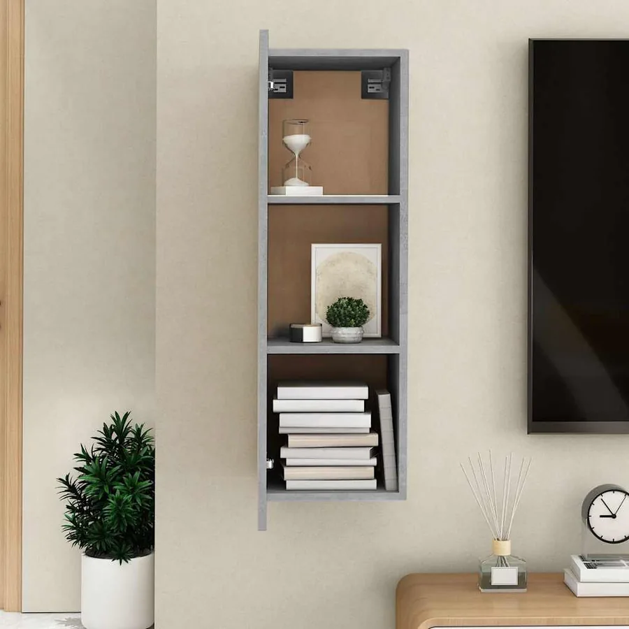 Meuble TV Gris béton 30,5x30x90 cm Bois d’ingénierie - 12