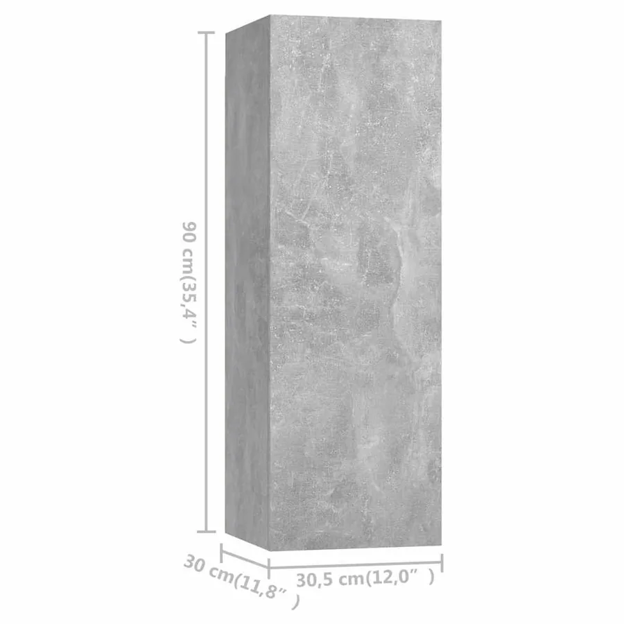 Meuble TV Gris béton 30,5x30x90 cm Bois d’ingénierie - 14
