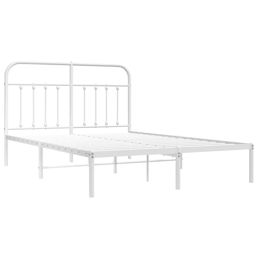 Cadre de lit métal sans matelas et tête de lit blanc 140x200 cm - 3