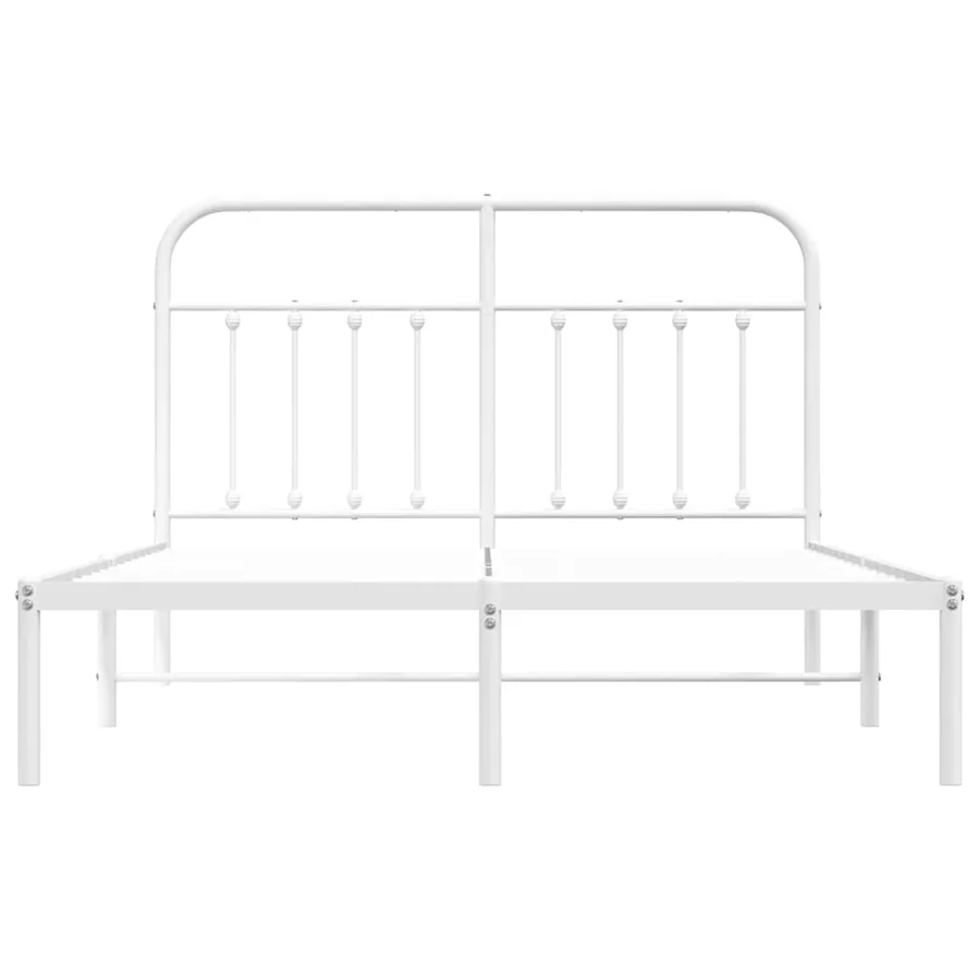 Cadre de lit métal sans matelas et tête de lit blanc 140x200 cm - 6