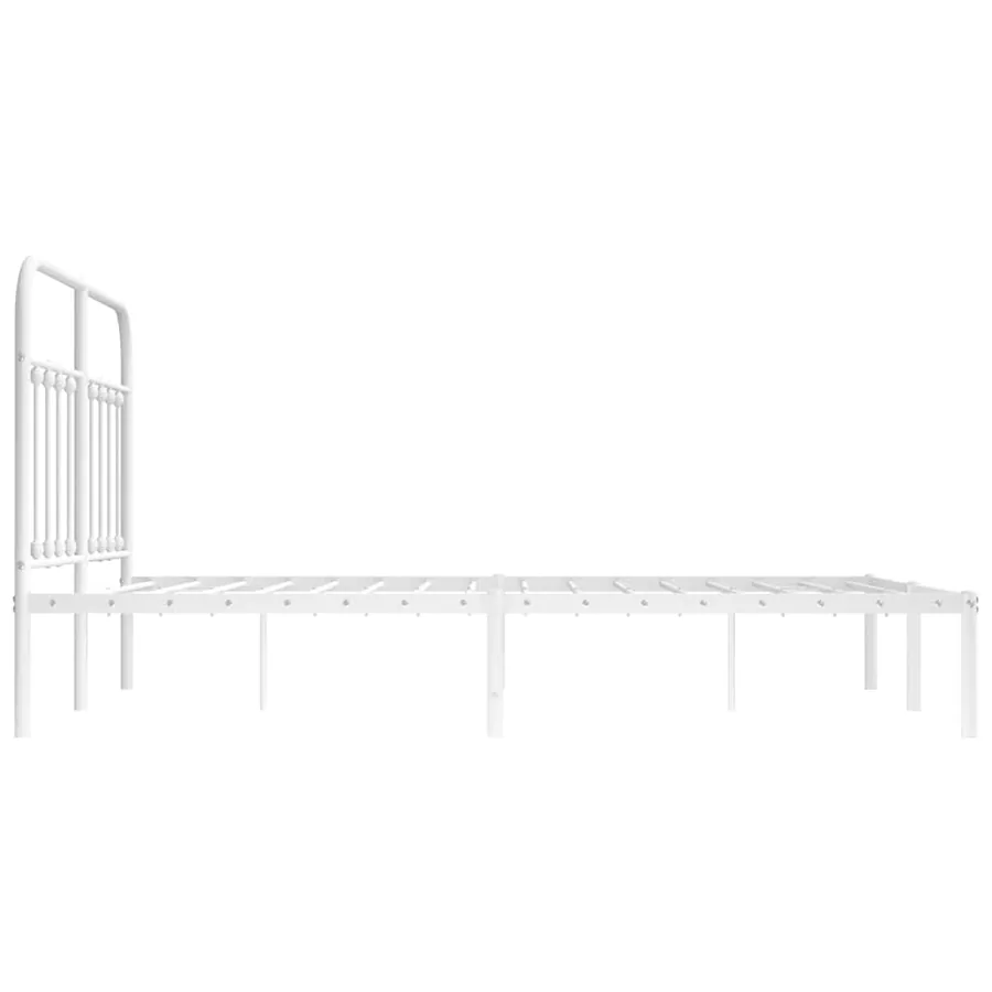 Cadre de lit métal sans matelas et tête de lit blanc 140x200 cm - 7