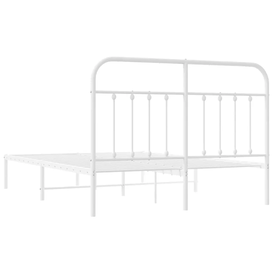 Cadre de lit métal sans matelas et tête de lit blanc 140x200 cm - 8