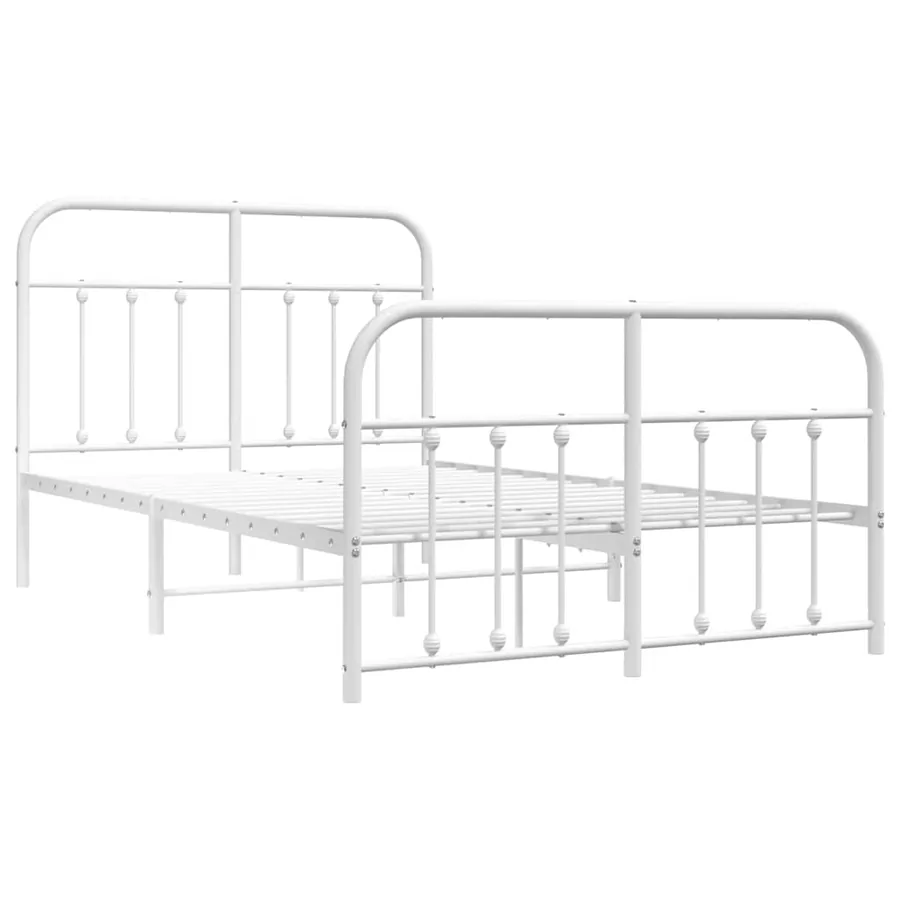 Cadre de lit métal sans matelas et pied de lit blanc 120x190 cm - 3