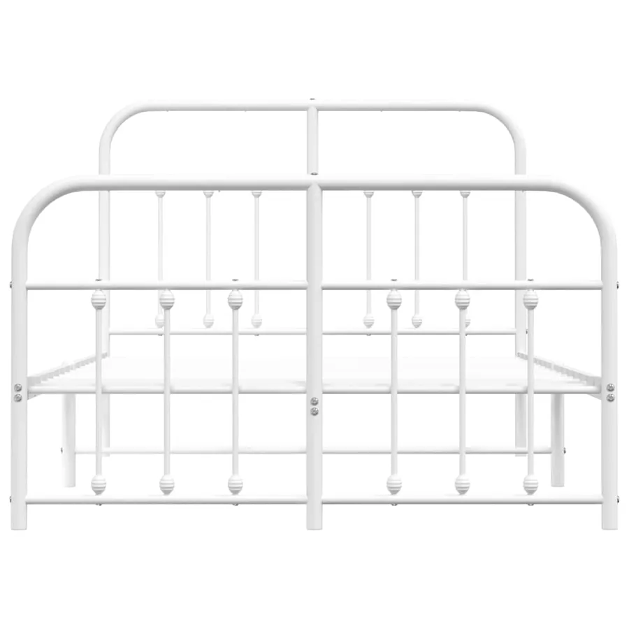 Cadre de lit métal sans matelas et pied de lit blanc 120x190 cm - 6
