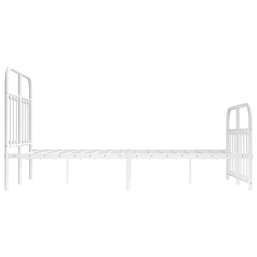 Cadre de lit métal sans matelas et pied de lit blanc 120x190 cm - 7