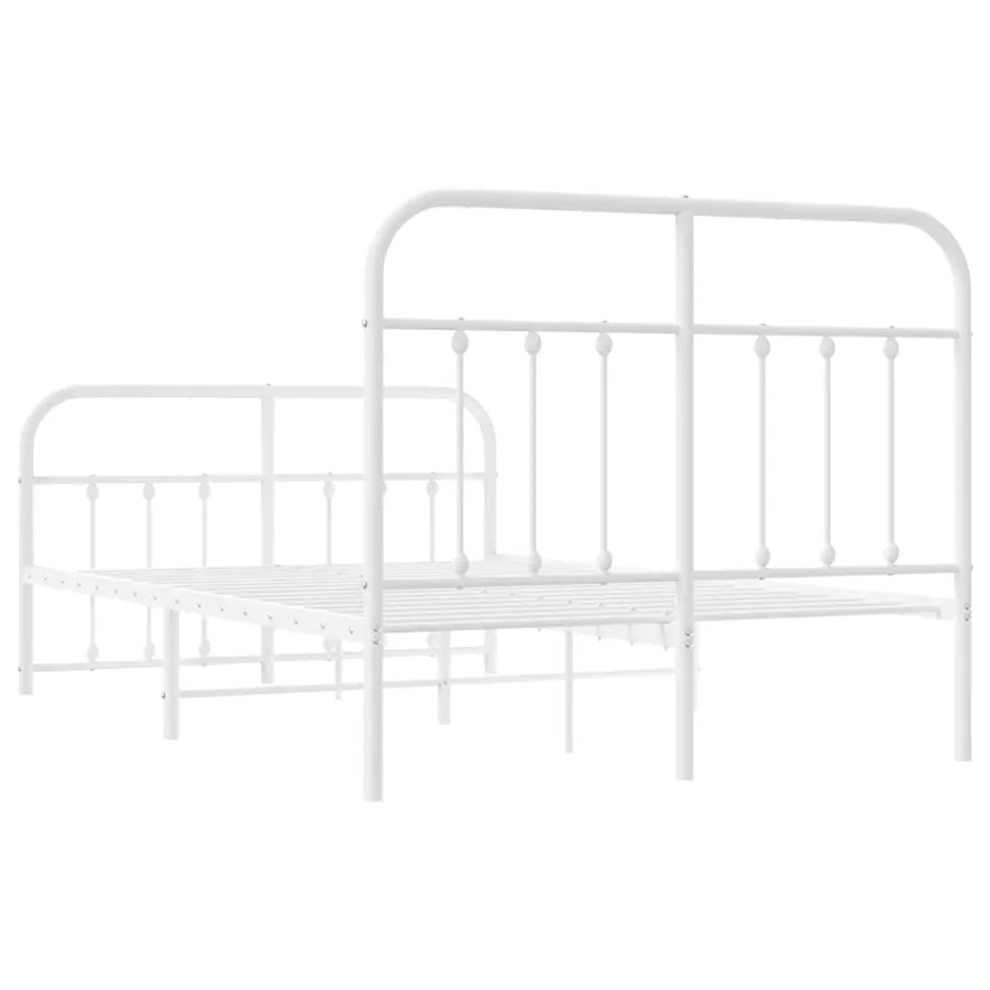 Cadre de lit métal sans matelas et pied de lit blanc 120x190 cm - 8