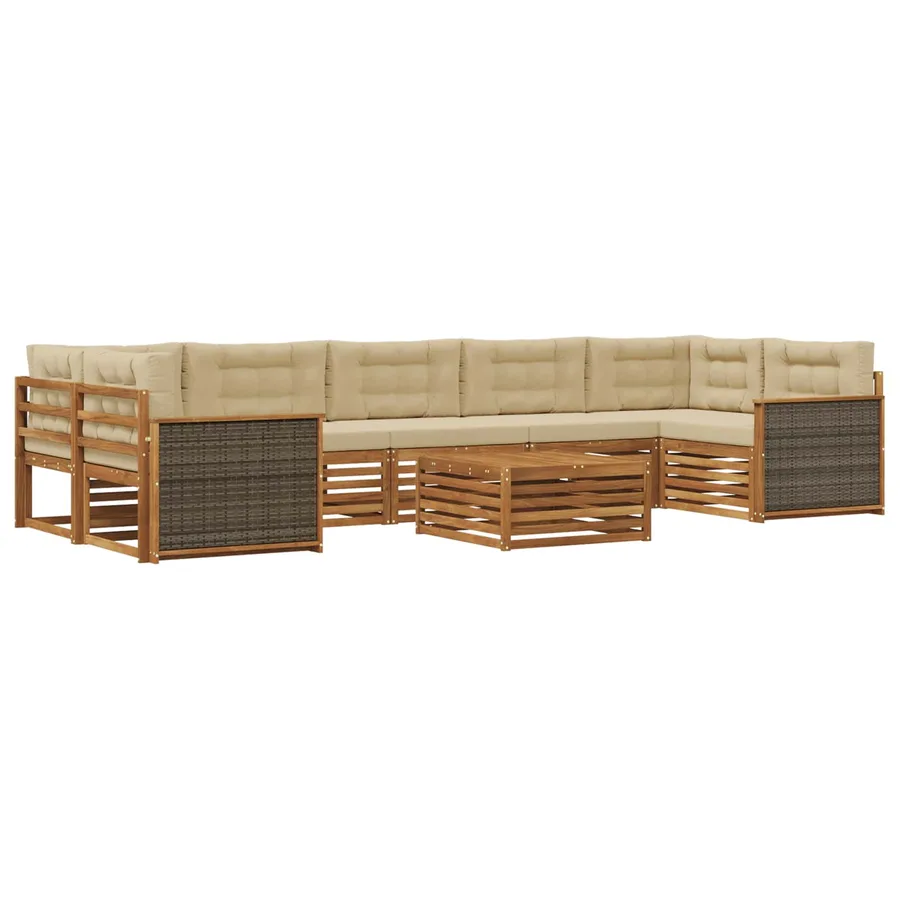 Ensemble de canapés d'extérieur 8 pcs Naturel et Beige - 2