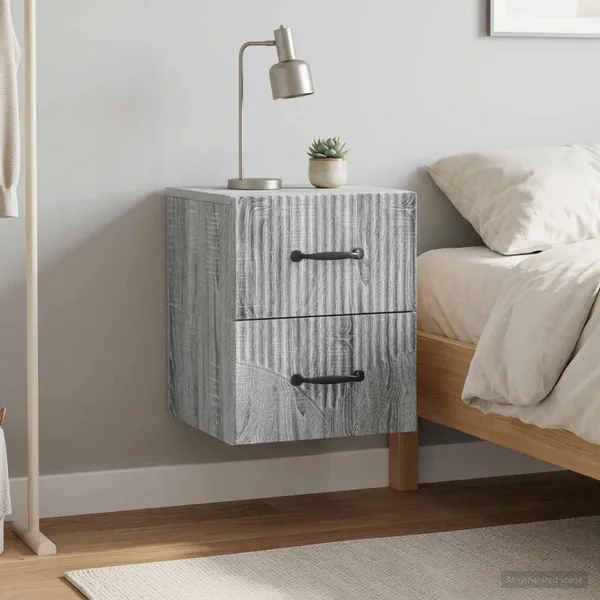 Cabinet de chevet mural 2 pcs Sonoma gris 34,5 x 33 x 40 cm