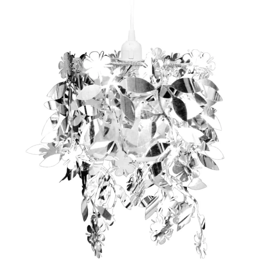Lustre suspendu à feuilles paillette 21,5 x 30 cm Argenté - 2