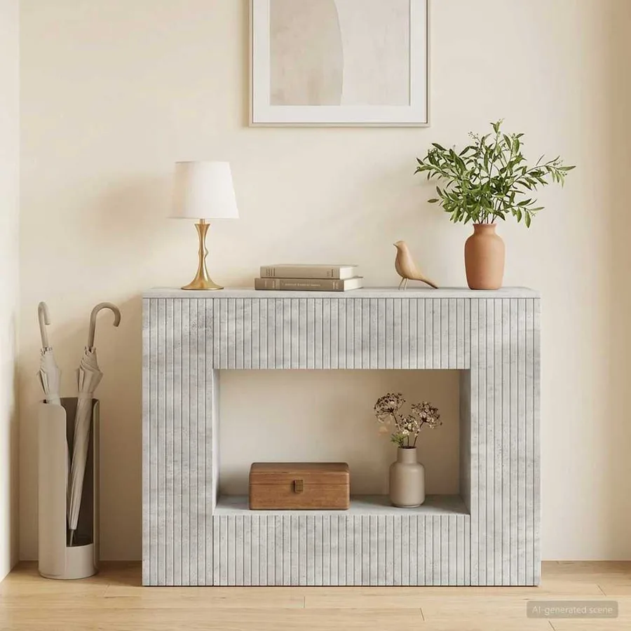 Table console Gris Béton 101 x 29 x 74 cm Bois d’ingénierie - 4