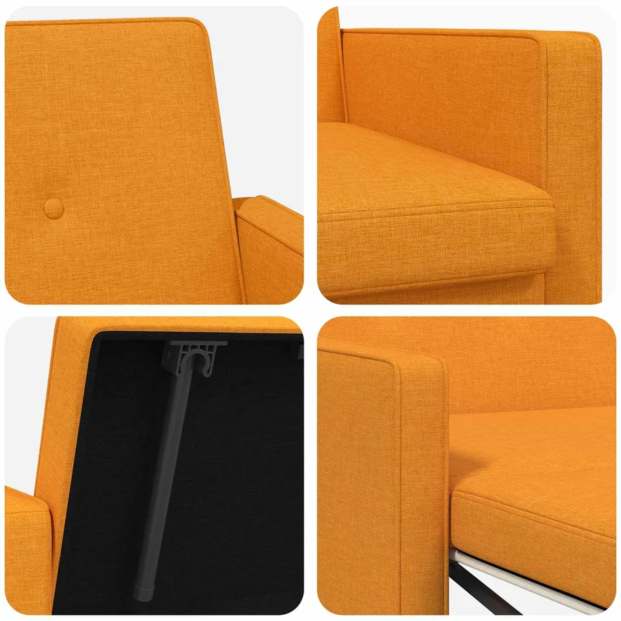 Canapé-lit escamotable Jaune foncé Tissu - 8