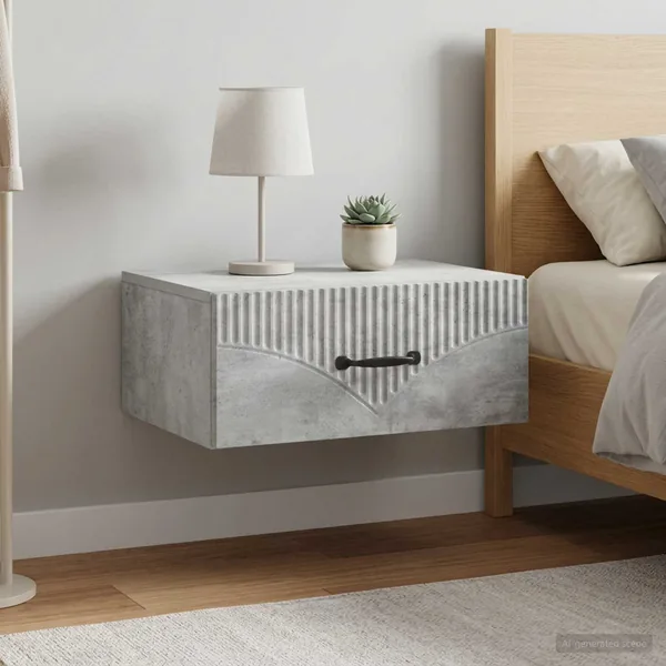 Cabinet de chevet mural 2 pcs Gris béton 49 x 34,5 x 20 cm