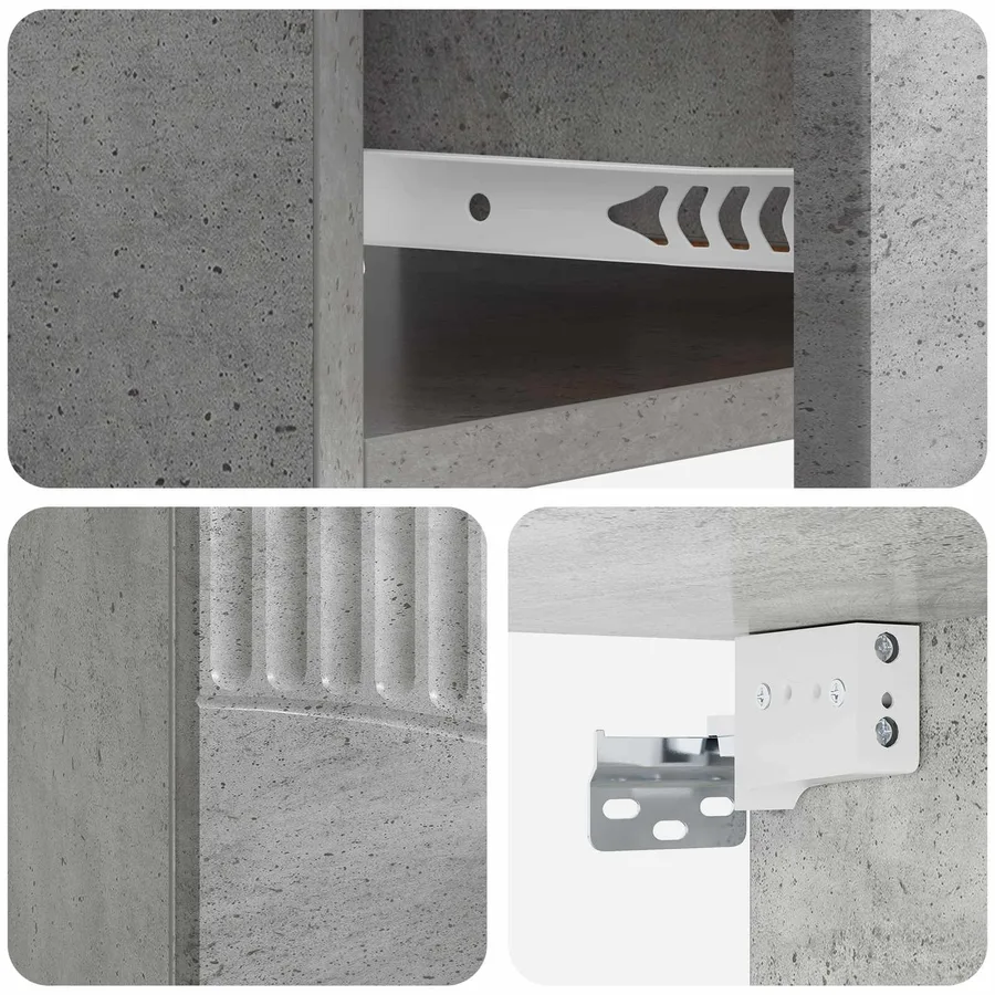 Cabinet de chevet mural 2 pcs Gris béton 49 x 34,5 x 20 cm - 10