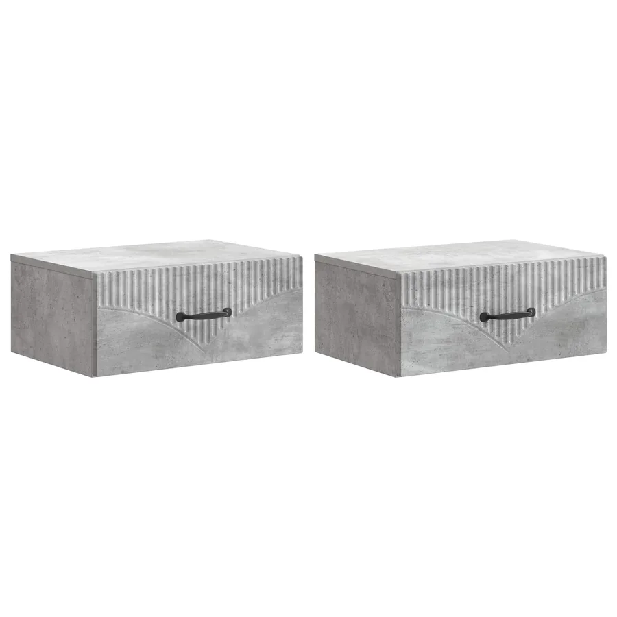 Cabinet de chevet mural 2 pcs Gris béton 49 x 34,5 x 20 cm - 2