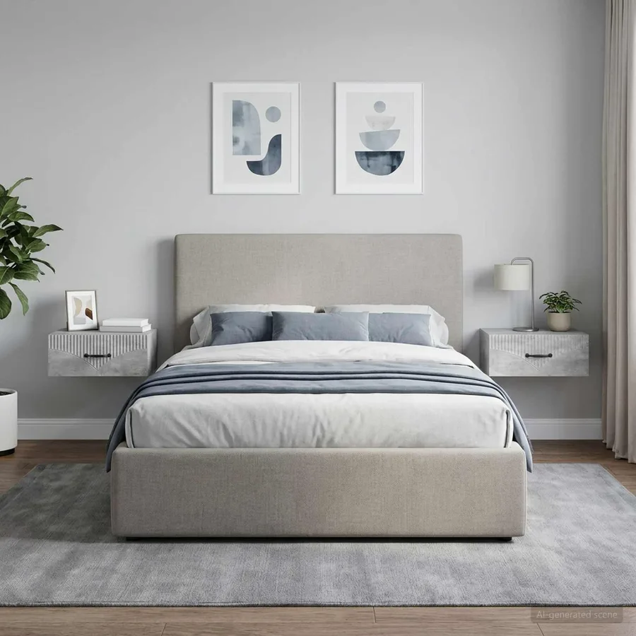 Cabinet de chevet mural 2 pcs Gris béton 49 x 34,5 x 20 cm - 4