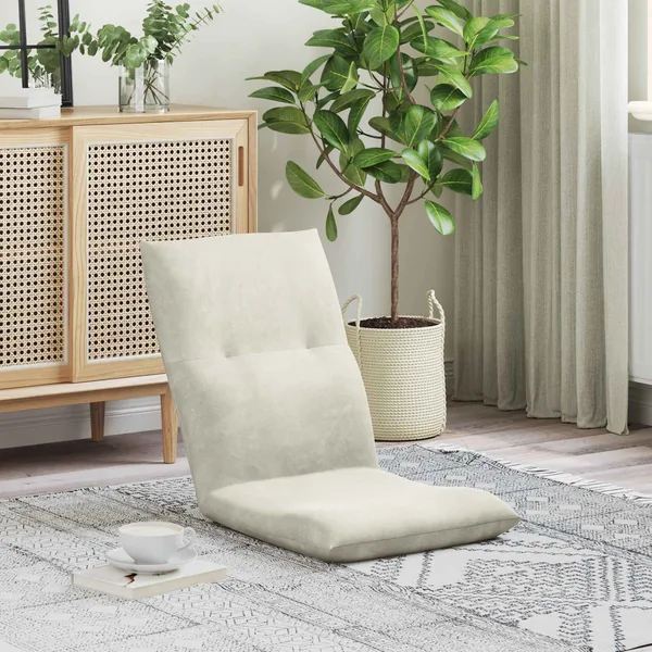 Fauteuil de sol ajustable Crème Velours