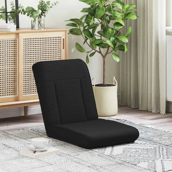 Fauteuil de sol ajustable Noir Tissu