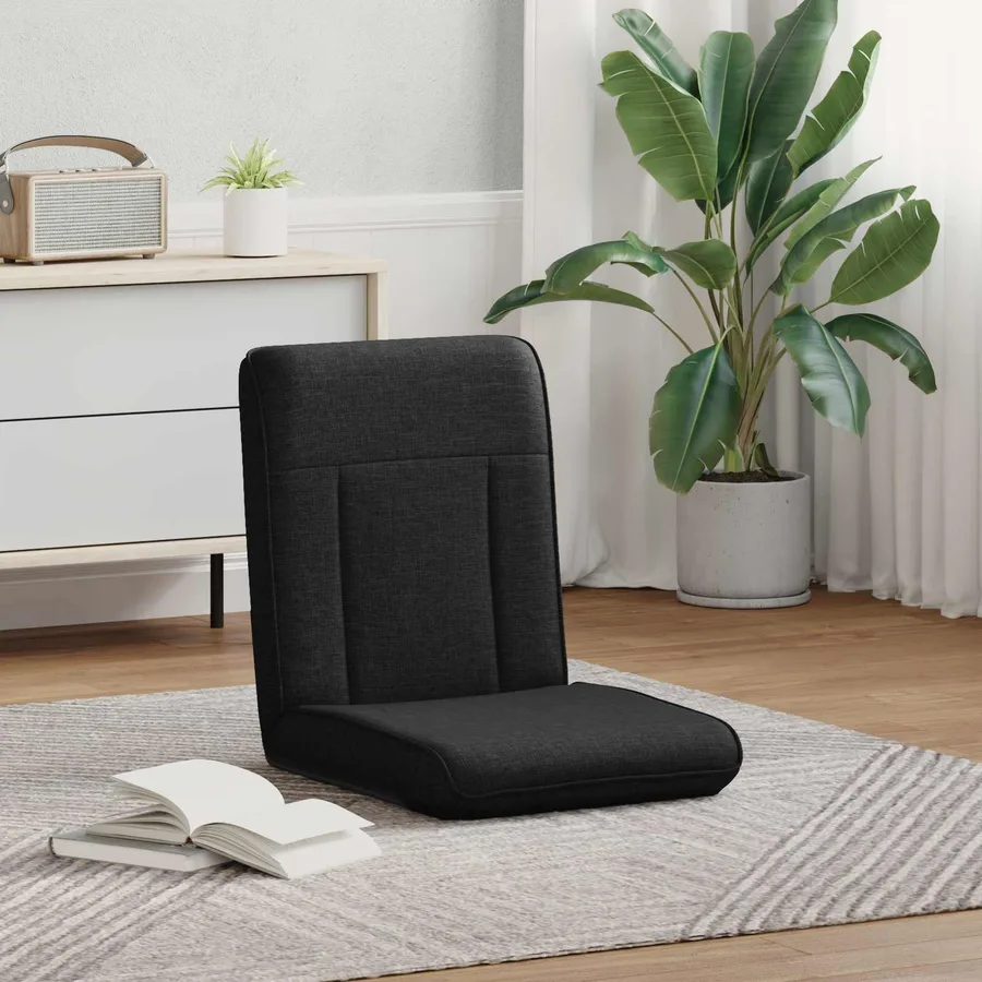 Fauteuil de sol ajustable Noir Tissu - 3