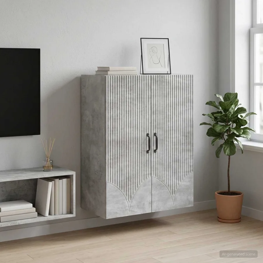 Armoire Murale Gris béton 66 x 34,5 x 90 cm Bois d'ingénierie