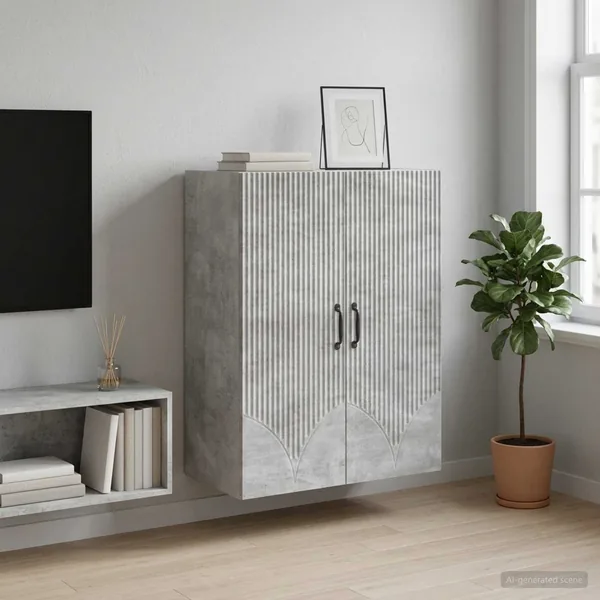 Armoire Murale Gris béton 66 x 34,5 x 90 cm Bois d'ingénierie