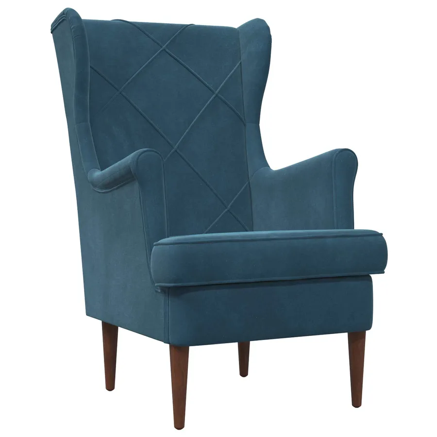 Fauteuil Bleu Velours - 2