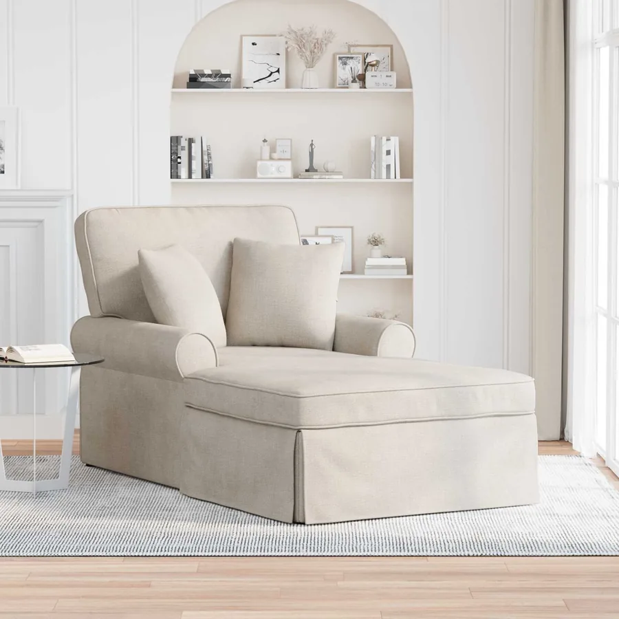 Chaise lounge avec jupe Crème 157 x 91 x 91 cm ARES