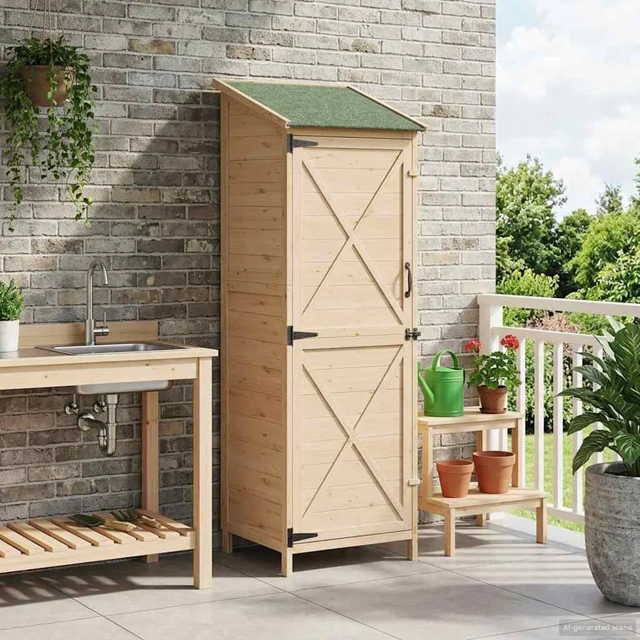 Abri de jardin avec toit Naturel 59,5 x 56 x 176,5 cm - 3