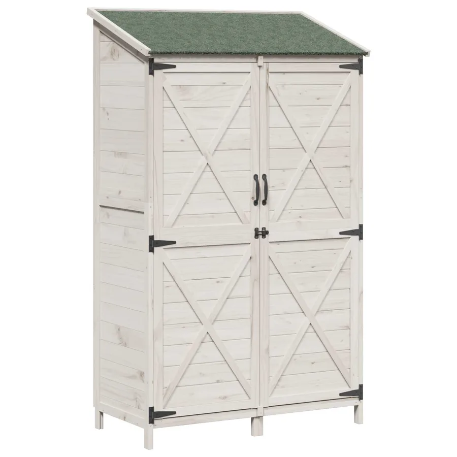 Abri de jardin Blanc 106 x 56 x 176,5 cm Bois de Sapin Massif - 2