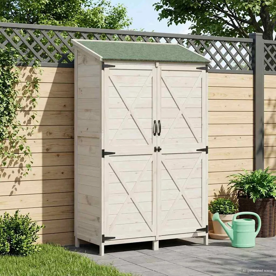 Abri de jardin Blanc 106 x 56 x 176,5 cm Bois de Sapin Massif - 3