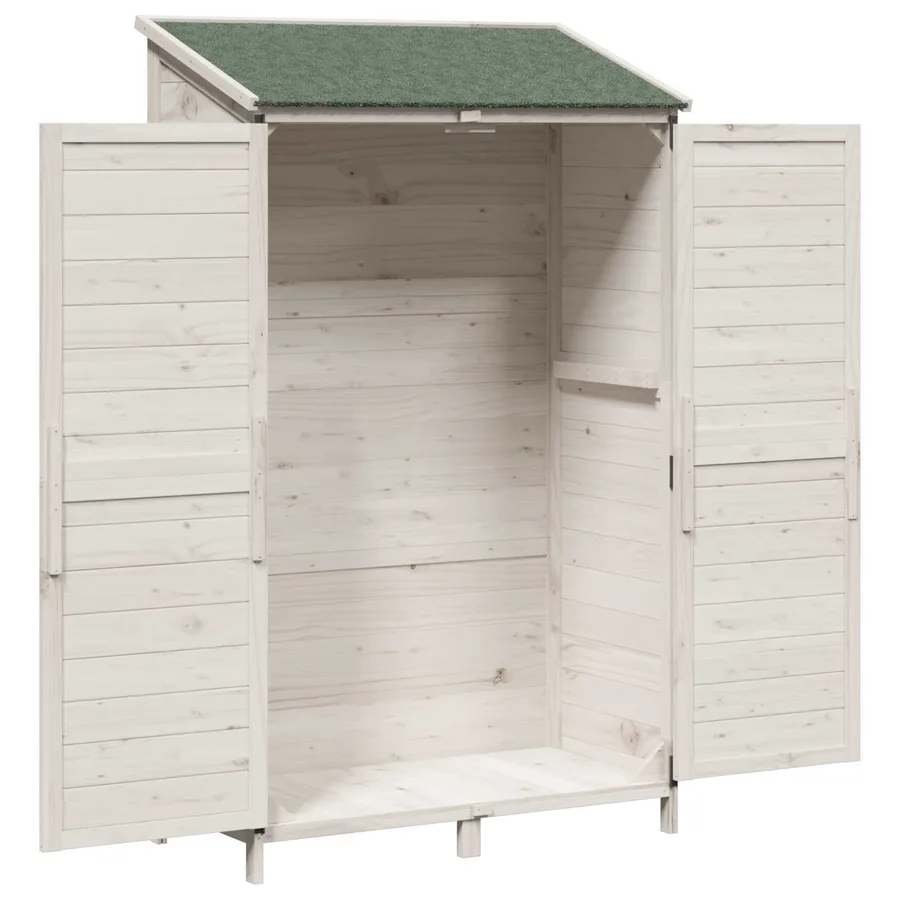 Abri de jardin Blanc 106 x 56 x 176,5 cm Bois de Sapin Massif - 4