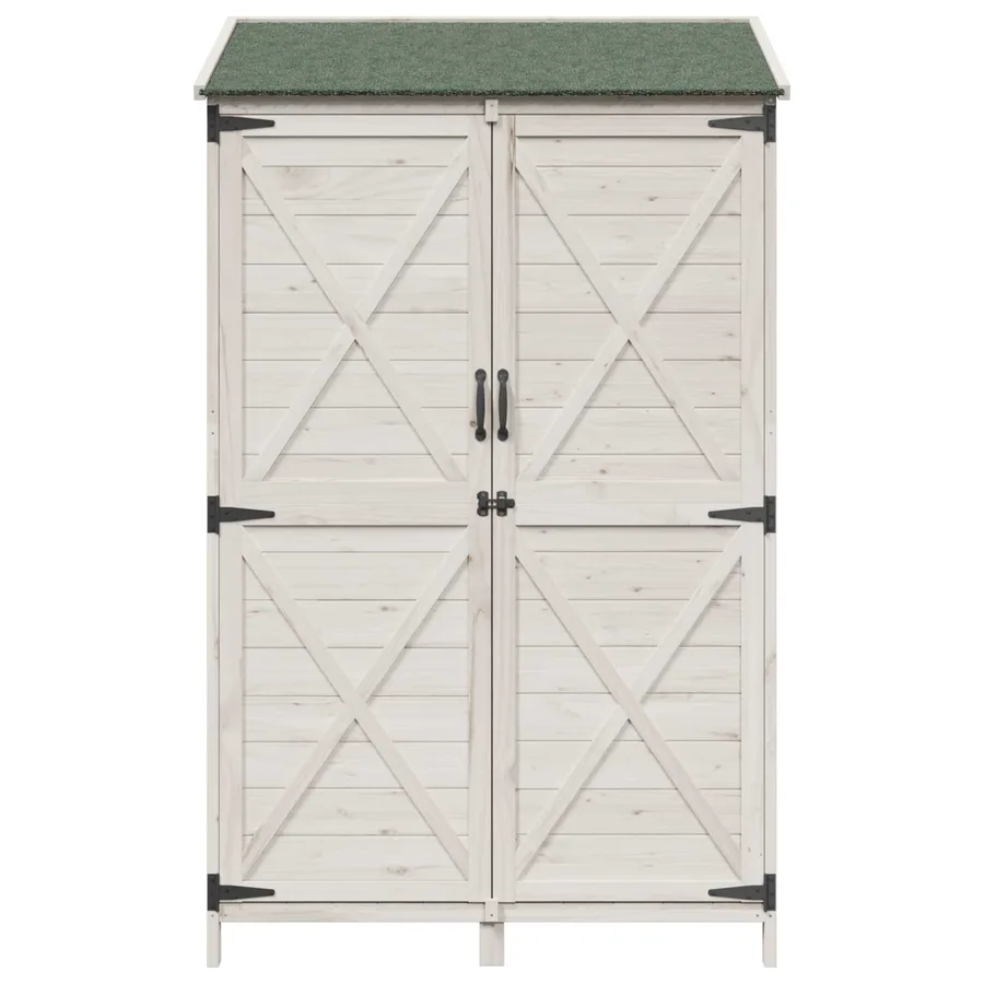 Abri de jardin Blanc 106 x 56 x 176,5 cm Bois de Sapin Massif - 5