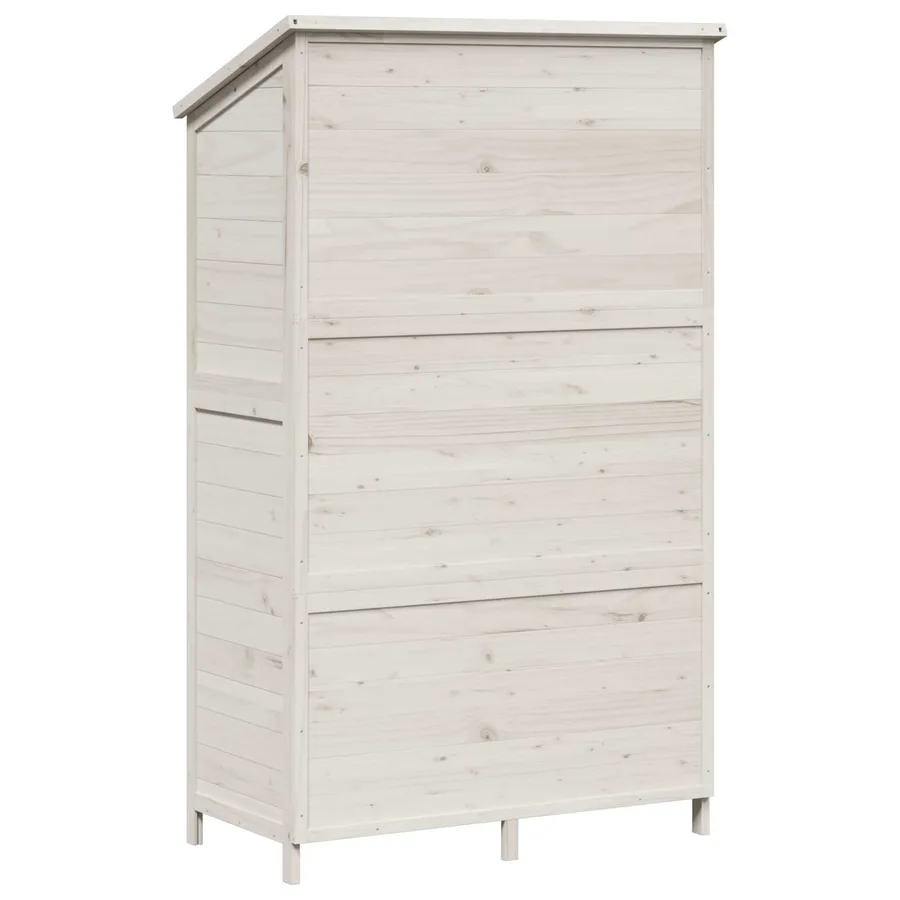 Abri de jardin Blanc 106 x 56 x 176,5 cm Bois de Sapin Massif - 7