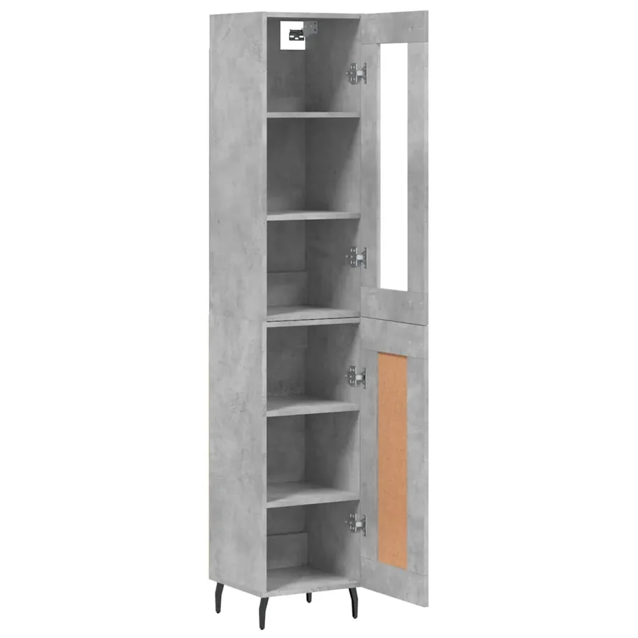 Buffet haut Gris béton 34,5x34x180 cm Bois d'ingénierie - 4