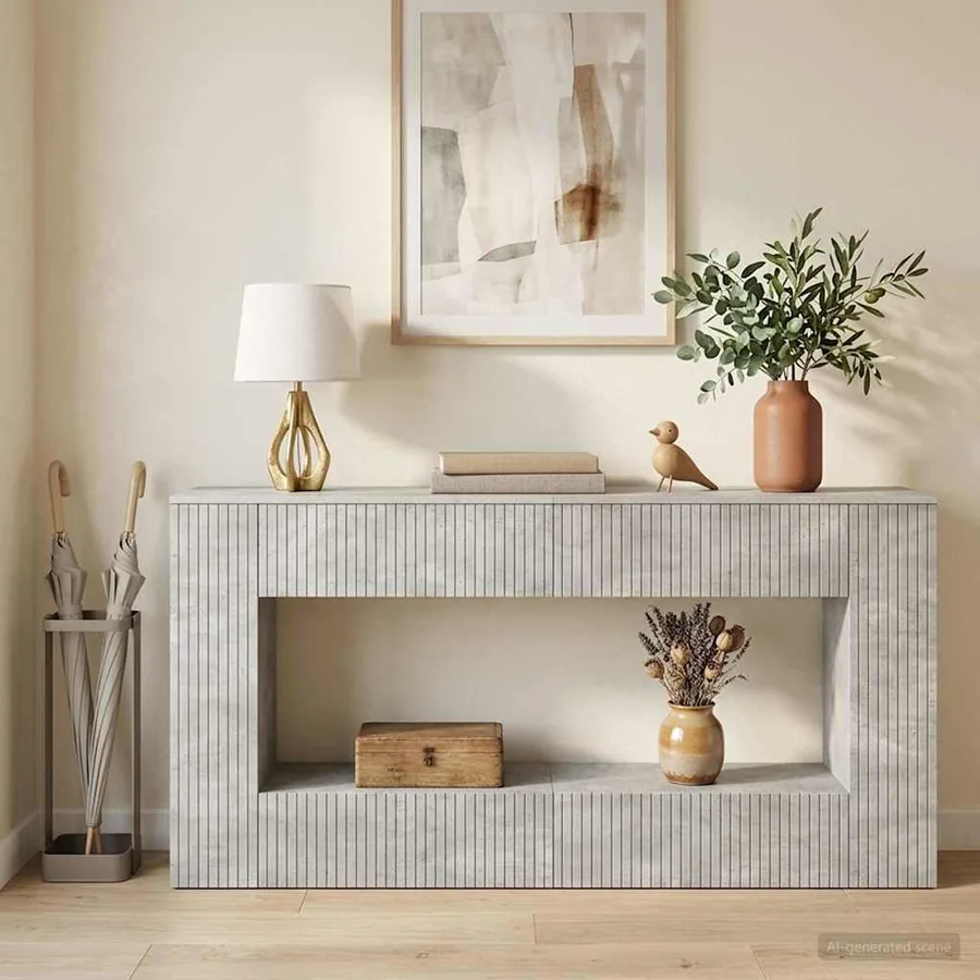Table console Gris Béton 155 x 29 x 74 cm Bois d’ingénierie