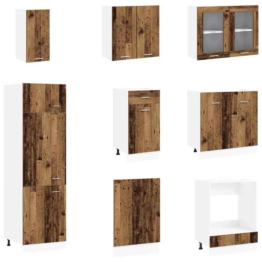 Unité de cuisine Lyon 8 pcs Bois ancien Bois d'ingénierie - 4