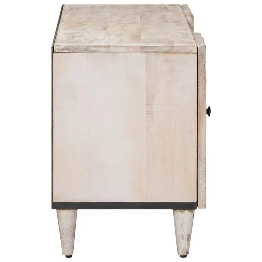 Meuble TV Blanc 105 x 33,5 x 46 cm Bois de mangue massif - 4
